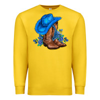 Lemon valentines day blue boots cowgirl hat and roses Premium Sweatshirt - AdoDesignShop