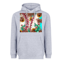 Heather Grey baseball leopard turquoise cactus sunflower Heavyweight Hoodie - JahusDesignShop