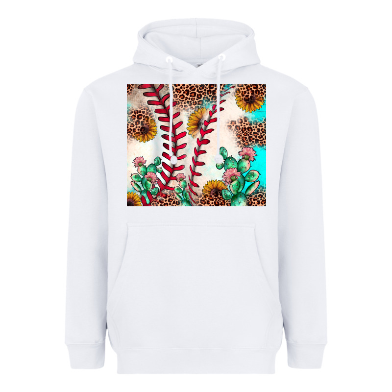 Baseball Leopard Turquoise Cactus Sunflower Heavyweight Hoodie by JahusDesignShop | Teevron