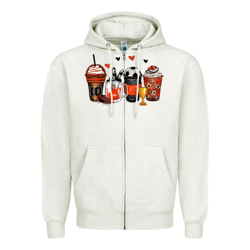 Soccer Coffee Cups Zipper Hoodie by Zillion Design Studio | Teevron