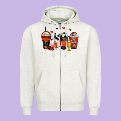 Soccer Coffee Cups Zipper Hoodie Designed By Zillion Design Studio