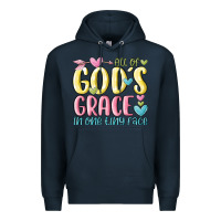 Navy all of god's grace in one tiny face Premium Hoodie - MaliasSmallBusiness