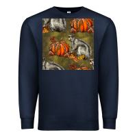 Navy squirrel pumpkin seamless Premium Sweatshirt - BundleAndBundleShop