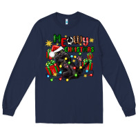 Navy meowy christmas Long Sleeve Tee - Zillion Design Studio