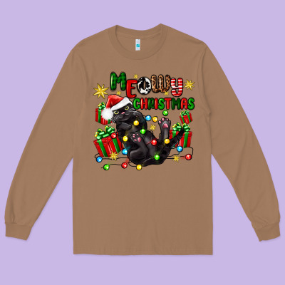 Meowy Christmas Long Sleeve Tee Designed By Zillion Design Studio