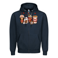 Navy baseball coffee cups Zipper Hoodie - Zillion Design Studio