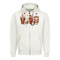 Oatmeal Heather baseball coffee cups Zipper Hoodie - Zillion Design Studio