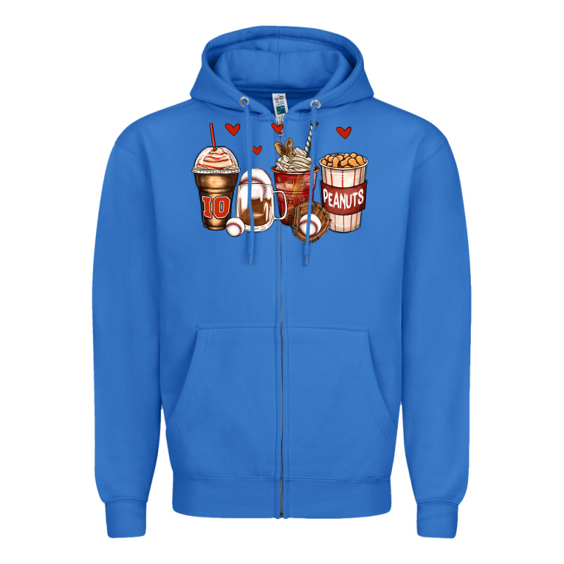 Baseball Coffee Cups Zipper Hoodie by Zillion Design Studio | Teevron