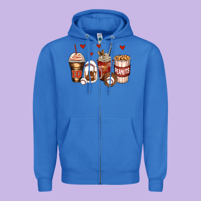Baseball Coffee Cups Zipper Hoodie Designed By Zillion Design Studio