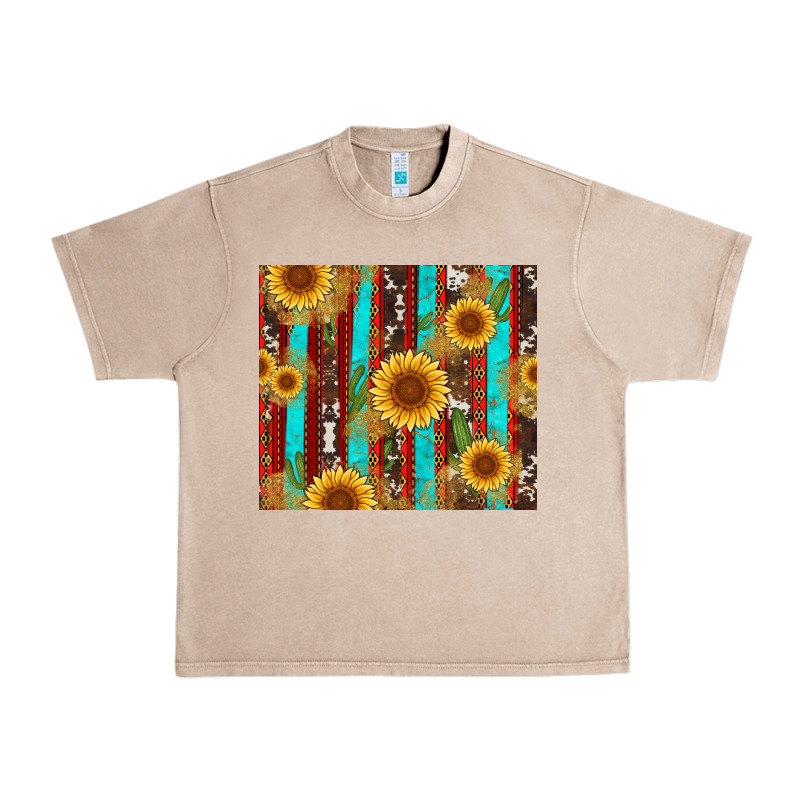 Western Sunflower Cactus Serape And Cowhide Urban Heavy Tee by Artiststas | Teevron