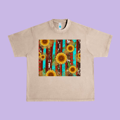 Western Sunflower Cactus Serape And Cowhide Urban Heavy Tee Designed By Artiststas