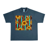Midnight Navy western sunflower cactus serape and cowhide Urban Heavy Tee - Artiststas