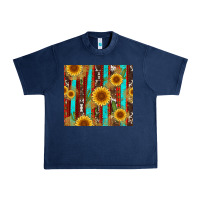 Navy western sunflower cactus serape and cowhide Urban Heavy Tee - Artiststas