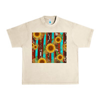 Sandshell western sunflower cactus serape and cowhide Urban Heavy Tee - Artiststas