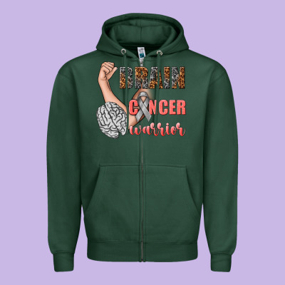Brain Cancer Warrior Zipper Hoodie Designed By Texasbilliewilder
