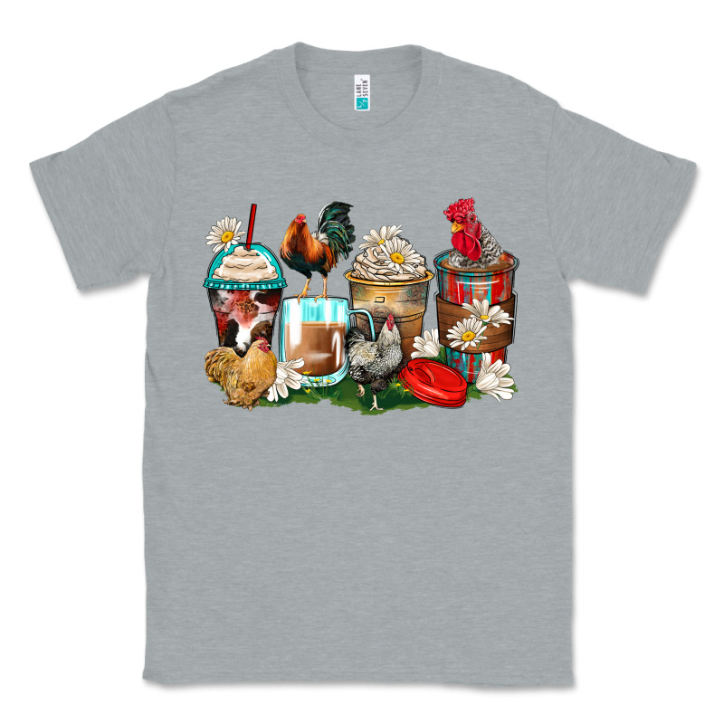 Rooster Coffee Cups Classic Tee by Zillion Design Studio | Teevron
