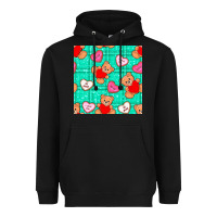 Black valentines day teddy bears and cookies seamless pattern Heavyweight Hoodie - BundleAndBundleShop