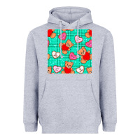 Heather Grey valentines day teddy bears and cookies seamless pattern Heavyweight Hoodie - BundleAndBundleShop