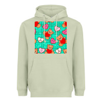 Matcha valentines day teddy bears and cookies seamless pattern Heavyweight Hoodie - BundleAndBundleShop