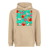Mushroom valentines day teddy bears and cookies seamless pattern Heavyweight Hoodie - BundleAndBundleShop