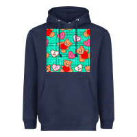 Navy valentines day teddy bears and cookies seamless pattern Heavyweight Hoodie - BundleAndBundleShop