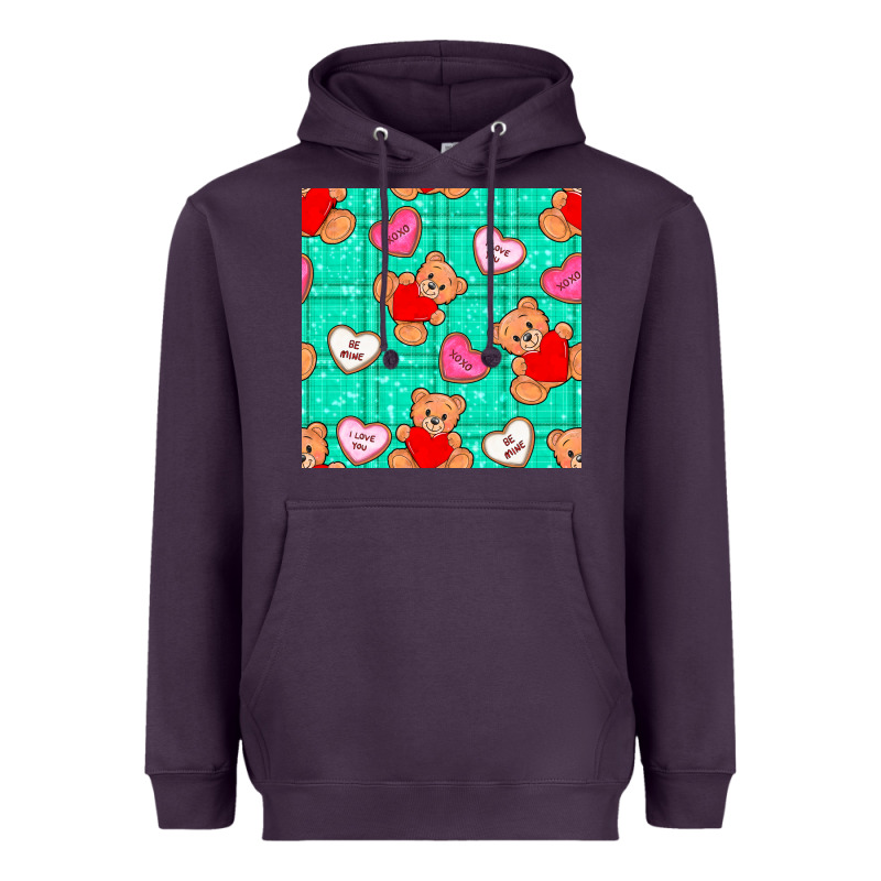 Valentines Day Teddy Bears And Cookies Seamless Pattern Heavyweight Hoodie by BundleAndBundleShop | Teevron