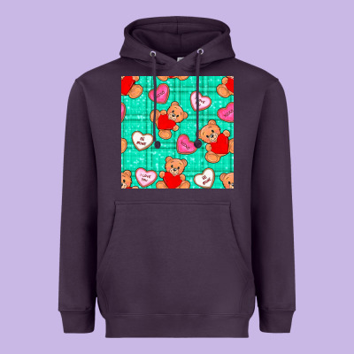 Valentines Day Teddy Bears And Cookies Seamless Pattern Heavyweight Hoodie Designed By Bundleandbundleshop