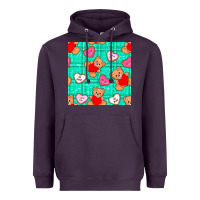 Plum valentines day teddy bears and cookies seamless pattern Heavyweight Hoodie - BundleAndBundleShop