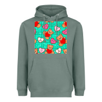 Sage valentines day teddy bears and cookies seamless pattern Heavyweight Hoodie - BundleAndBundleShop