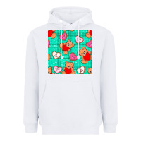 White valentines day teddy bears and cookies seamless pattern Heavyweight Hoodie - BundleAndBundleShop