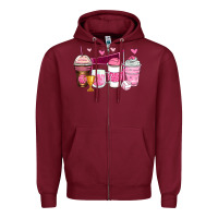 Burgundy volleyball coffee cups Zipper Hoodie - Zillion Design Studio