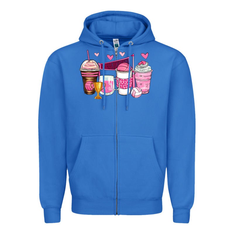 Volleyball Coffee Cups Zipper Hoodie by Zillion Design Studio | Teevron