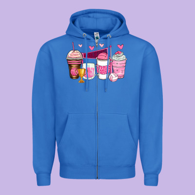 Volleyball Coffee Cups Zipper Hoodie Designed By Zillion Design Studio