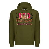 Army Green 100 paw some days of school Premium Hoodie - MaliasSmallBusiness