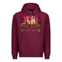 Burgundy 100 paw some days of school Premium Hoodie - MaliasSmallBusiness