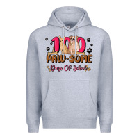 Heather Grey 100 paw some days of school Premium Hoodie - MaliasSmallBusiness