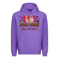 Purple 100 paw some days of school Premium Hoodie - MaliasSmallBusiness