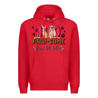 Red 100 paw some days of school Premium Hoodie - MaliasSmallBusiness