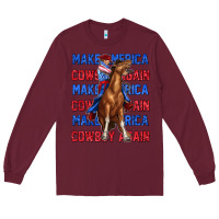 Burgundy make america cowboy again Long Sleeve Tee - texasbilliewilder