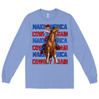 Colony Blue make america cowboy again Long Sleeve Tee - texasbilliewilder