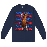 Navy make america cowboy again Long Sleeve Tee - texasbilliewilder