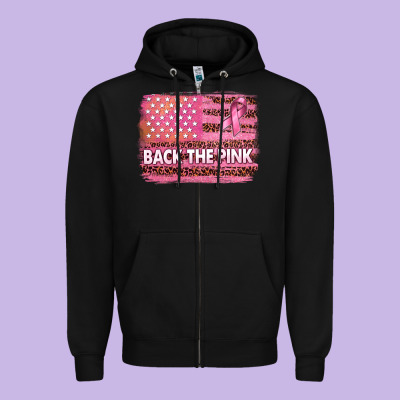 Back The Pink American Flag Zipper Hoodie Designed By Texasbilliewilder