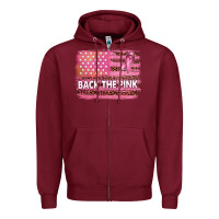 Burgundy Back The Pink American Flag Zipper Hoodie - texasbilliewilder