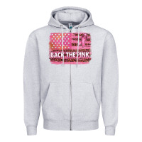 Heather Grey Back The Pink American Flag Zipper Hoodie - texasbilliewilder
