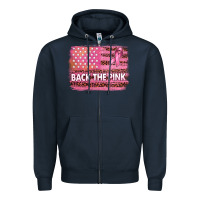 Navy Back The Pink American Flag Zipper Hoodie - texasbilliewilder