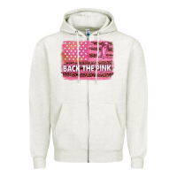 Oatmeal Heather Back The Pink American Flag Zipper Hoodie - texasbilliewilder