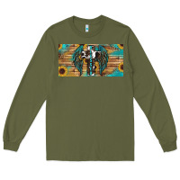 Army Green Blessed cros sunflowers Long Sleeve Tee - RanaPortraitStore