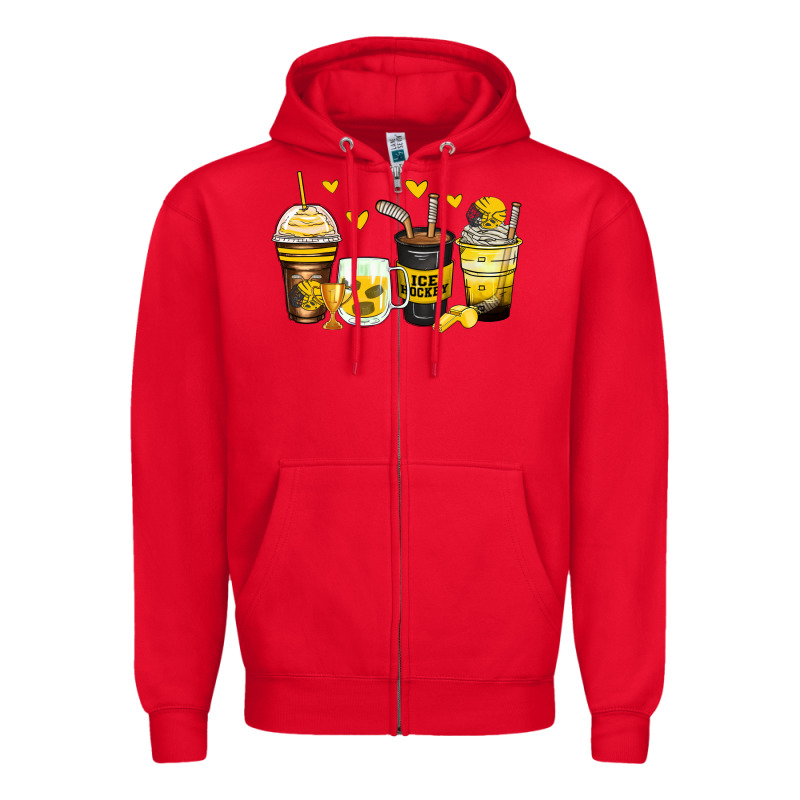 Ice Hockey Coffee Cups Zipper Hoodie by Zillion Design Studio | Teevron