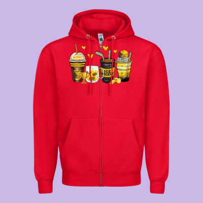 Ice Hockey Coffee Cups Zipper Hoodie Designed By Zillion Design Studio