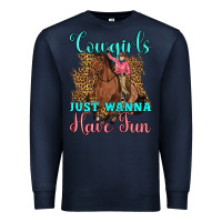 Navy cowgirls just wanna have fun Premium Sweatshirt - Artiststas